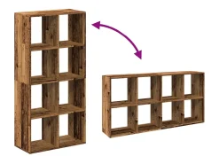 Librería divisor madera ingeniería envejecida 69,5x29x137,5 cm