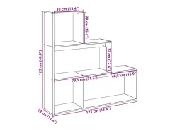 Librería divisora 3 niveles madera gris hormigón 123x29x123 cm