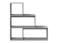 Librería divisora 3 niveles madera gris hormigón 123x29x123 cm