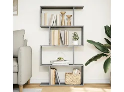 Librería divisora 4 niveles madera gris Sonoma 70x24x129 cm