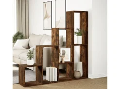 Librería divisora 4 niveles roble ahumado 143,5x29x143,5 cm