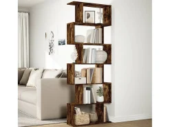 Librería divisora 6 niveles madera roble ahumado 70x24x193 cm
