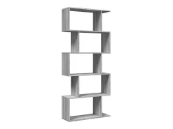 Librería divisora 5 niveles madera gris Sonoma 70x24x161 cm