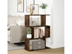 Librería divisora 3 niveles madera roble ahumado 70x24x97 cm