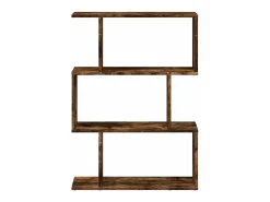 Librería divisora 3 niveles madera roble ahumado 70x24x97 cm