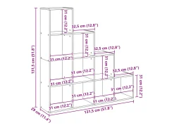 Librería divisora 4 niveles madera blanca 131,5x29x131,5 cm