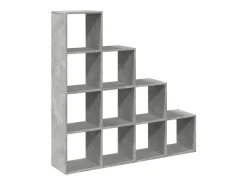 Librería divisora 4 niveles madera gris 131,5x29x131,5 cm