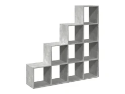 Librería divisora 4 niveles madera gris 131,5x29x131,5 cm