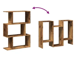 Librería divisora 3 niveles madera envejecida 70x24x97 cm