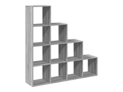 Librería divisora 4 niveles madera gris Sonoma 131,5x29x131,5cm