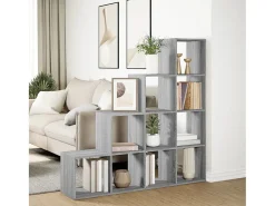 Librería divisora 4 niveles madera gris Sonoma 131,5x29x131,5cm