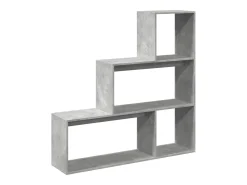 Librería divisora 3 niveles madera gris hormigón 123x29x123 cm