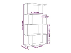 Librería divisora 4 niveles madera envejecida 70x24x129 cm