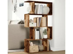 Librería divisora 4 niveles madera envejecida 70x24x129 cm