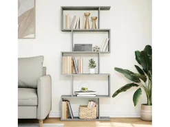 Librería divisora 5 niveles madera gris hormigón 70x24x161 cm