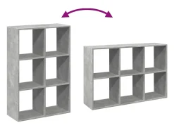 Librería divisora madera gris hormigón 69,5x29x103,5 cm