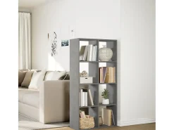 Librería divisora madera gris hormigón 69,5x29x137,5 cm