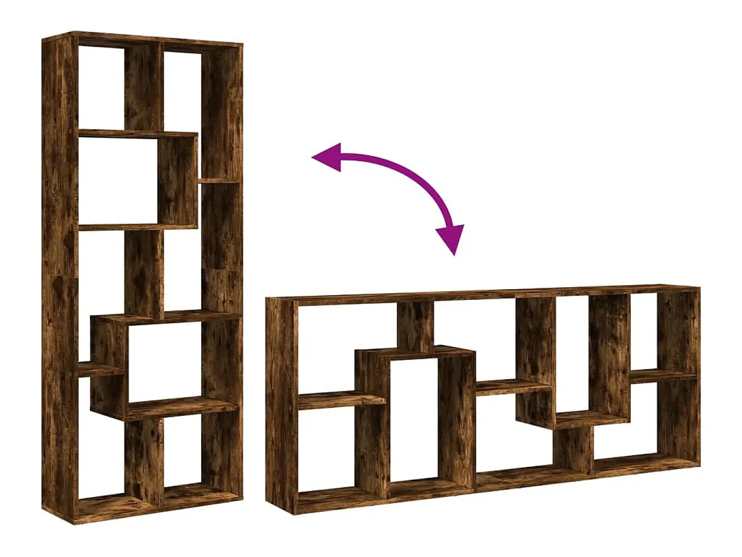 Librería divisora madera ingeniería roble ahumado 67x25x161,5cm