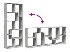 Librería divisora madera ingeniería gris hormigón 67x25x161,5cm