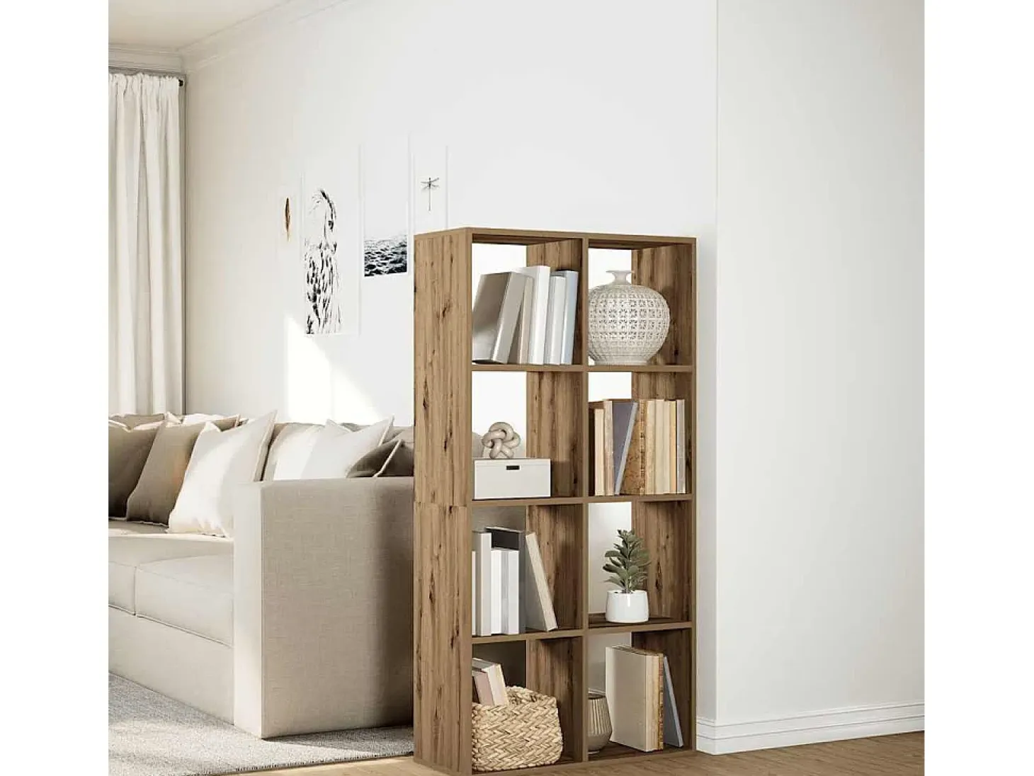 Librería divisora madera roble artisan 69,5x29x137,5 cm