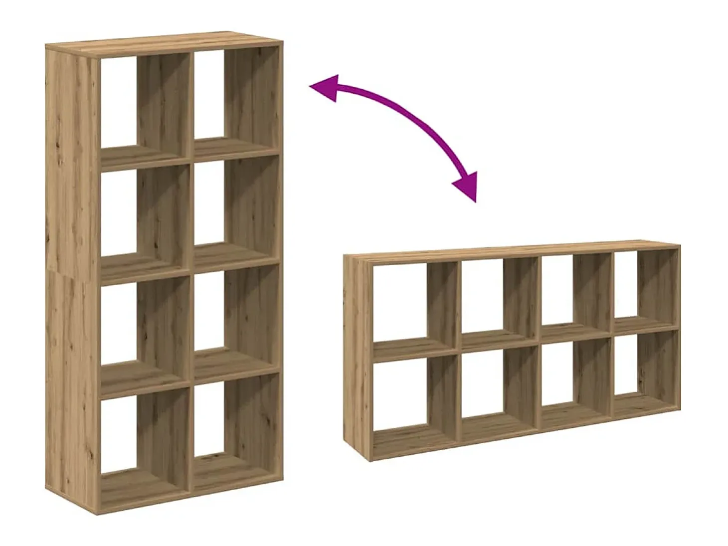 Librería divisora madera roble artisan 69,5x29x137,5 cm