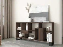 Librería estantería, 174x67x31, Diseño industrial, Roble oscuro
