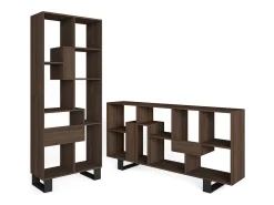 Librería estantería, 174x67x31, Diseño industrial, Roble oscuro