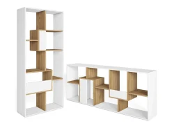 Librería estantería, 162x67x31cm, Con Almacenaje, Blanco y roble