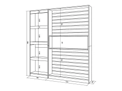 Librería estantería, 170x25x186cm, Salón - Comedor - Oficina, Con Almacenaje, Roble y negro
