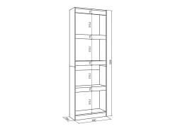Librería estantería, 60x25x186cm, Salón - Comedor - Oficina, Con Almacenaje, Roble y negro