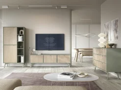 Librería: Eucalipto / Espiga Escandinava, patas de madera, 80 x 160 x 38 cm