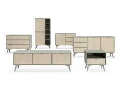 Librería: Eucalipto / Espiga Escandinava, patas de madera, 80 x 160 x 38 cm