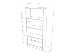 Librería haaus Flint, con puertas inferiores y 1 estante, Roble Sonoma, 70 x 32 x 159 cm