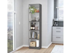 Librería Home Xs en Melamina, con estantes de 5 niveles y diseño delgado 180.60 cm X 45 cm X 29.89 cm , Multicolor
