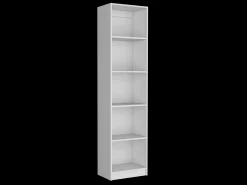 Librería Home Xs en Melamina, con estantes de 5 niveles y diseño delgado , 180.59 cm X 45 cm X 29.89 cm , Blanco
