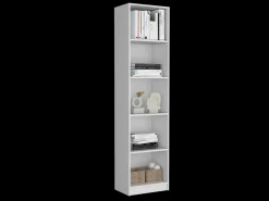 Librería Home Xs en Melamina, con estantes de 5 niveles y diseño delgado , 180.59 cm X 45 cm X 29.89 cm , Blanco