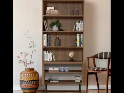 Librería industrial negra y de madera HAYE