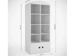 Librería infantil blanca decorada con corazones Myra