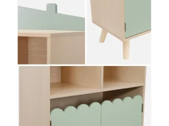 Librería infantil de 2 estantes y 2 puertas verde