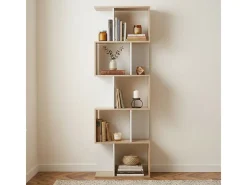 Librería múltiples estantes Alt. 180cm - Acabado madera y blanco