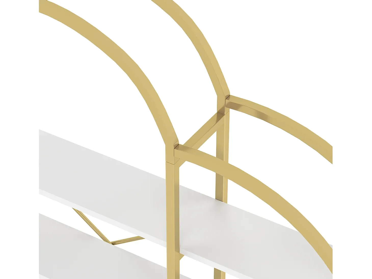 Librería moderna de metal 170×26×190 cm - forma de nube - 5 niveles de almacenamiento - dorado + blanco