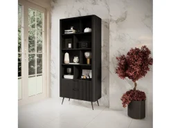Librería: Negro, 88,2 x 38 x 193,8 cm
