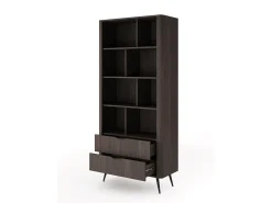 Librería, roble Dunin combinado con negro, 88,2 x 193,8 x 38 cm
