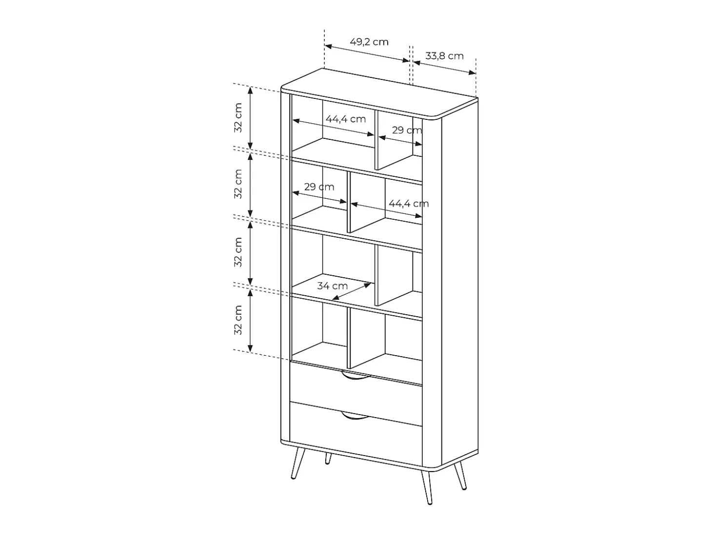 Librería, roble Dunin combinado con negro, 88,2 x 193,8 x 38 cm