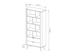 Librería, roble Dunin combinado con negro, 88,2 x 193,8 x 38 cm