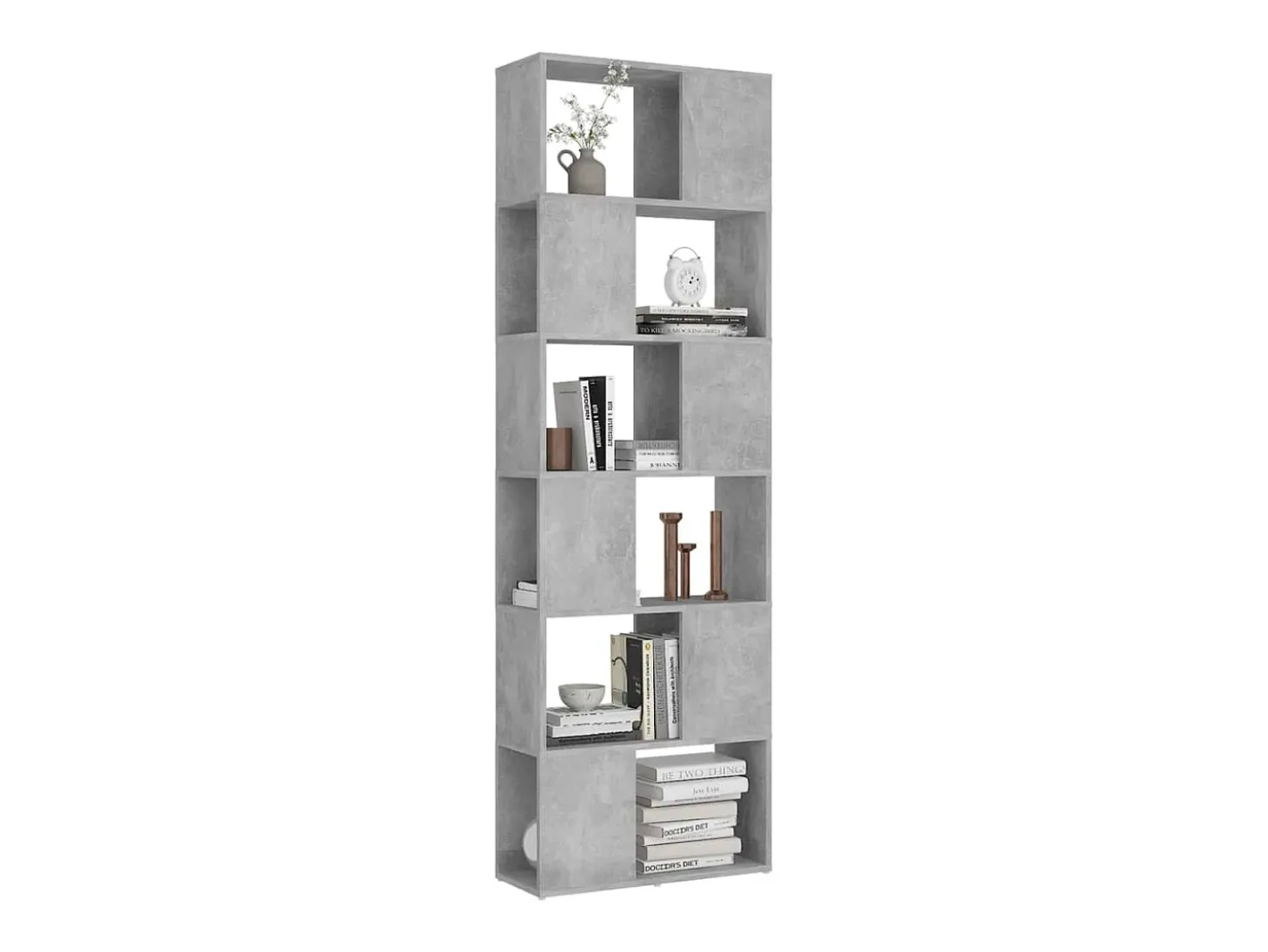 Librería separador contrachapada gris hormigón 60x24x186 cm