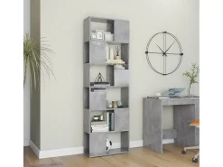 Librería separador contrachapada gris hormigón 60x24x186 cm