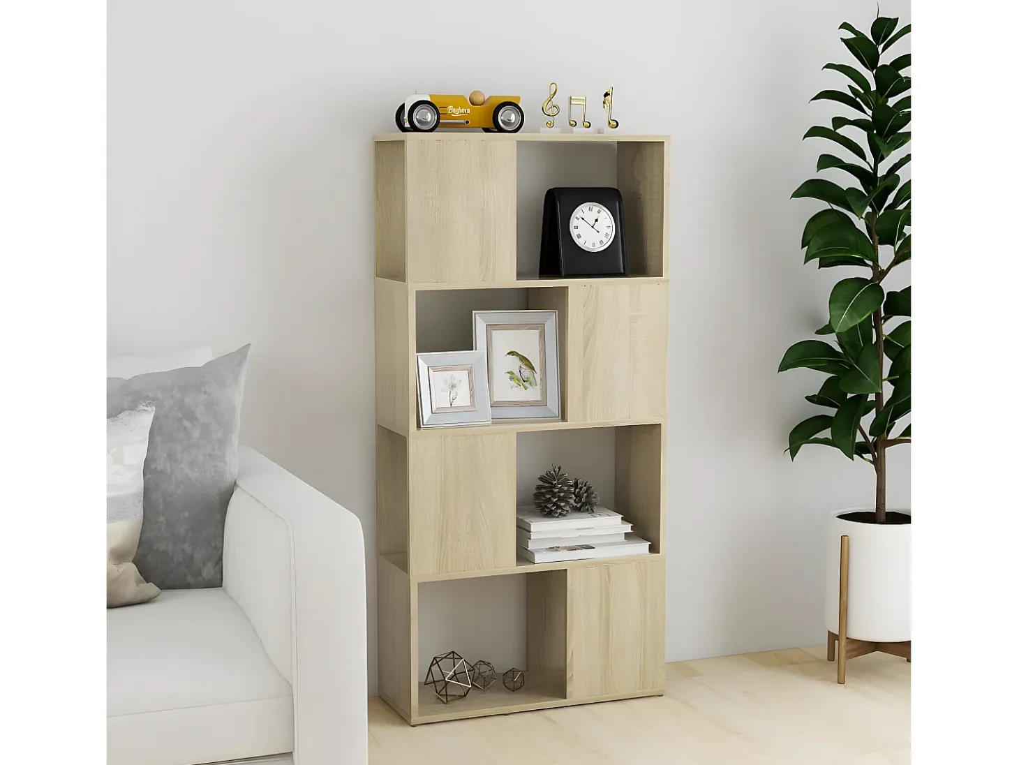 Librería separador contrachapada roble Sonoma 60x24x124,5 cm