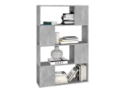 Librería separador contrachapada gris hormigón 80x24x124,5 cm