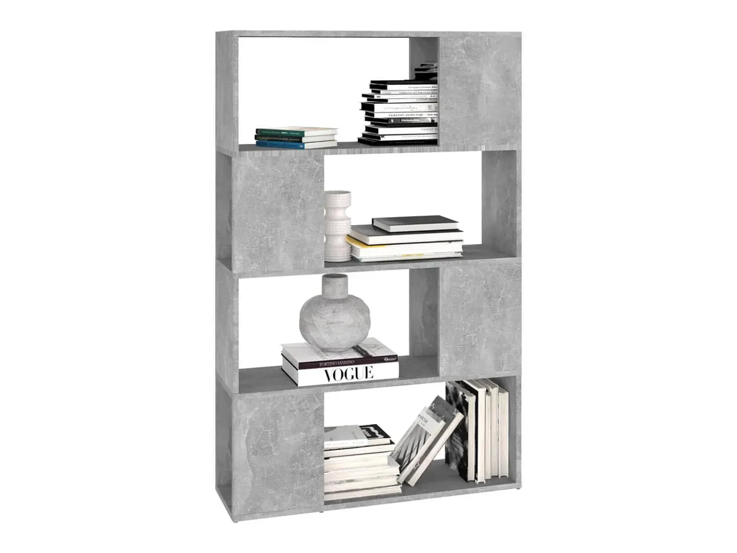 Librería separador contrachapada gris hormigón 80x24x124,5 cm